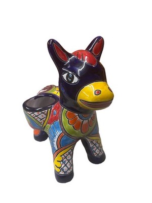 Red  Talavera Donkey Planter | Handmade Mexican Pottery