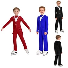 Kids Boys Jumpsuit Jazz Dance Gymnastics Back Costume Training Leotard Bow Tie