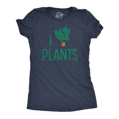 Womens I Heart Plants T Shirt Funny Cute Botany Horticulture Tee for Ladies