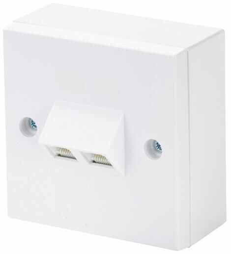 TUK - 2-Port Cat5e RJ45 Socket Angled Faceplate