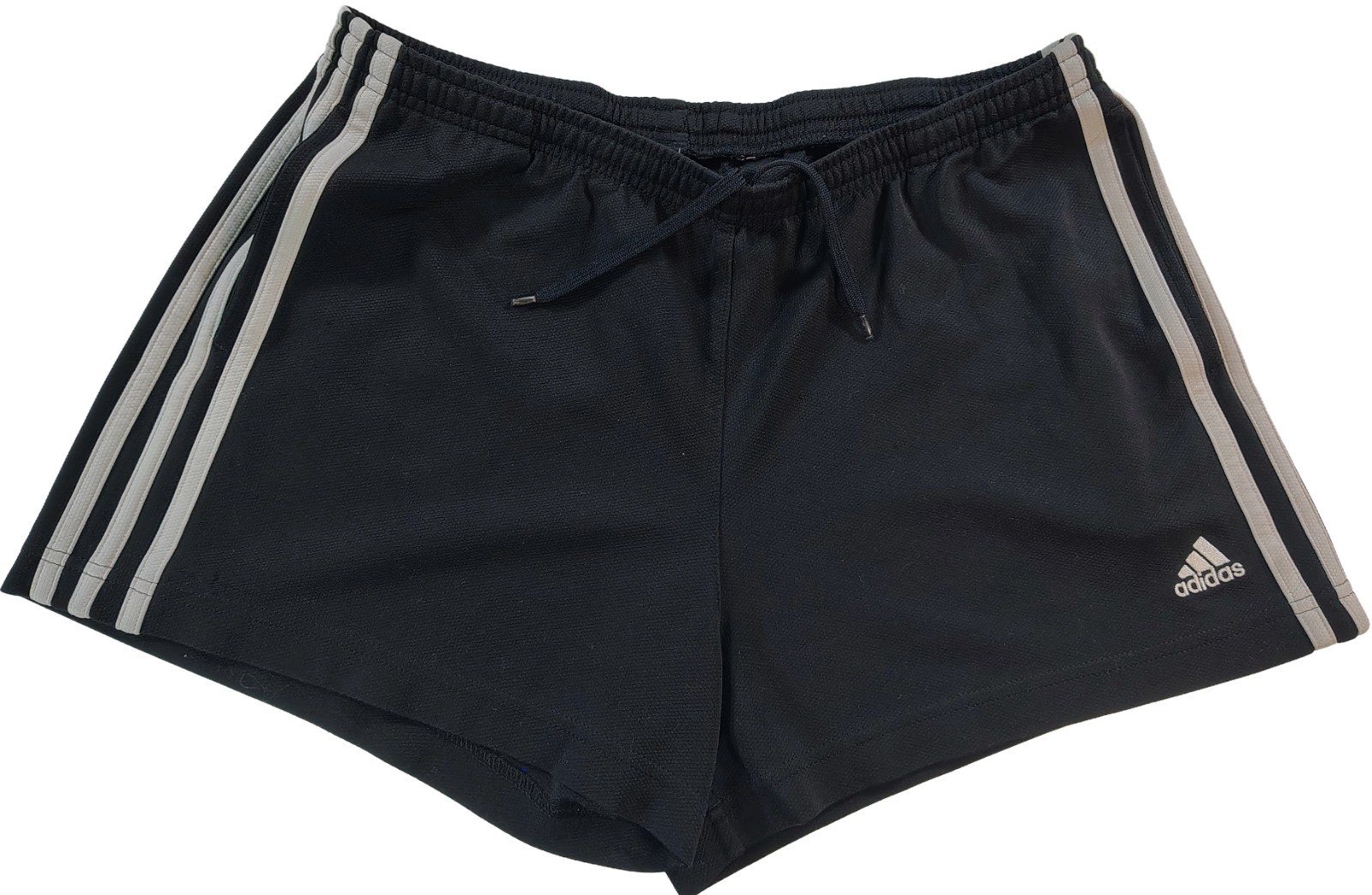 Women's Large Black With White Stripes Adidas Athletic Workout Shorts