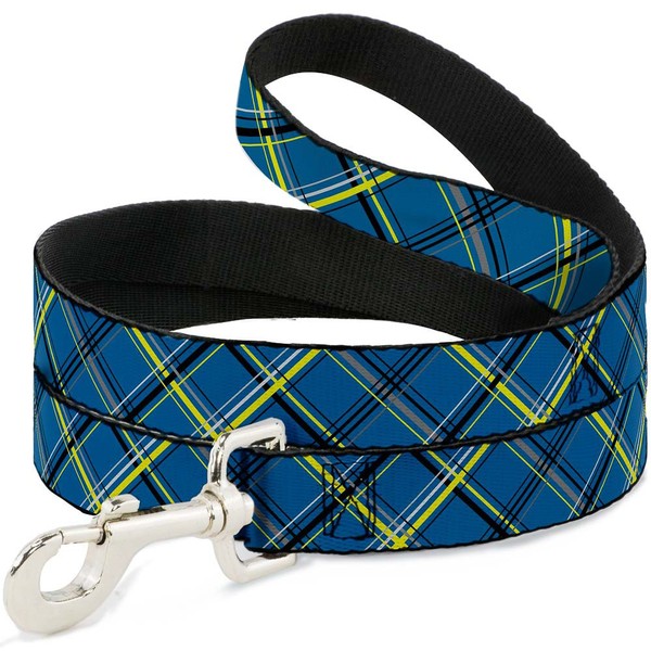 "Dog Leash 6-FEET Plaid Turquoise/Yellow/Black/Gray Narrow 0.5\" (Us Import)"-image