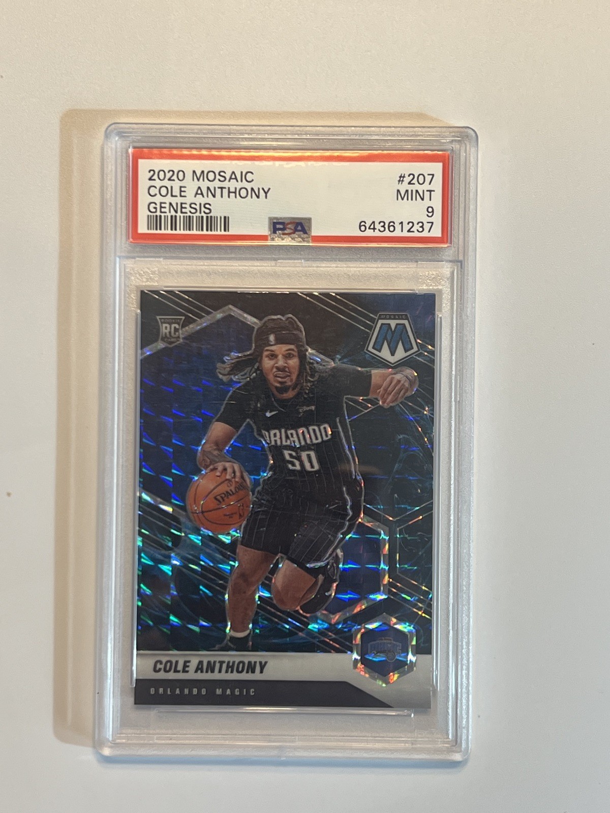 2020-21 Panini Mosaic Genesis #207 Cole Anthony RC PSA 9