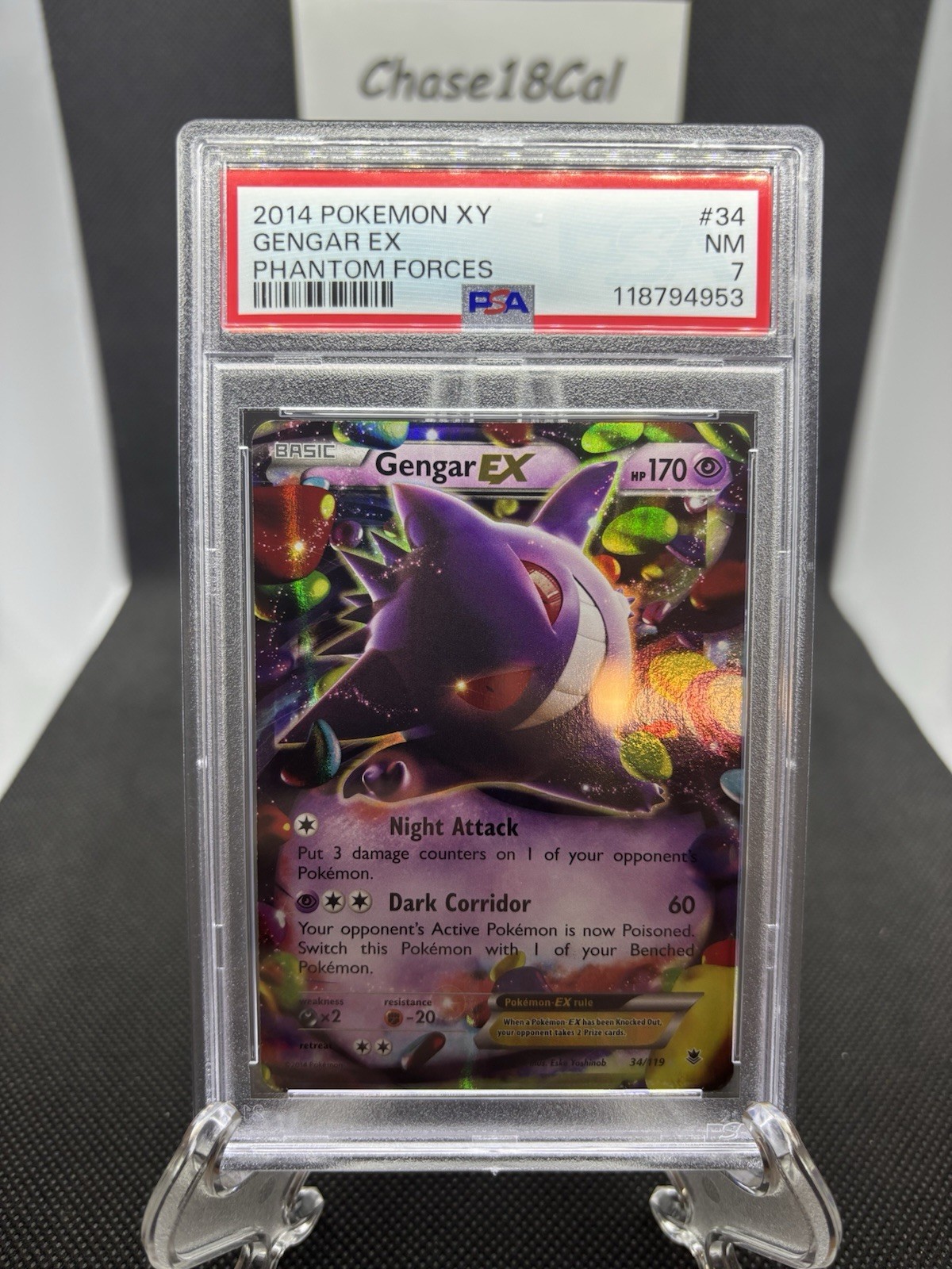 Gengar EX 34/119 PSA 7 NM NEAR MINT Pokemon XY Phantom Forces 2014