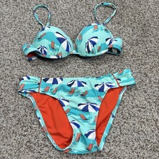Hobie swimsuit bikini 2pc set Sz Small Padded Push-up Vintage