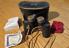 Vintage Binolux Prismatic Binoculars 7x35 with Case, Box, 2 Lens Covers,cloth