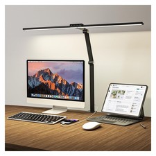 LED Desk Lamp for Home Office, 24W Eye-Caring Reading Light with Clamp, USB C...