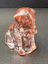 Vintage Degenhart Glass Pooch Dog Figurine - Pink - 1976 GLOWS