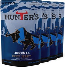 Hunters Original Beef Jerky, 1kg Pack of 4 x 250g Lightly Smoked Beef Jerky