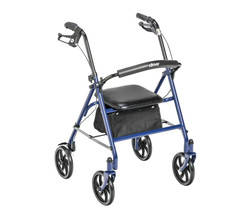 Drive Medical 10257BL 1 4 Wheel Rollator Walker With Seat, Steel Rolling Walker