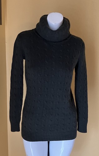 Ralph Lauren 100% Kaschmir Wasserfallausschnitt Rollkragen Pullover olivgrün S Zopfmuster - Bild 4 von 21