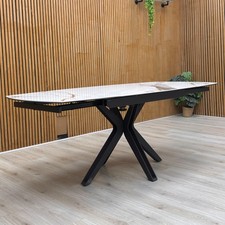 Furniture Village ‘JOSE’ Swivel Extending Dining Table Marble Ceramic 130-180cm