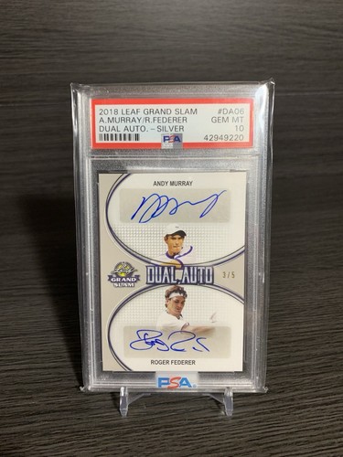 2018 Leaf Grand Slam Andy Murray Roger Federer DUAL AUTO SILVER /5 PSA 10 GEM MT - 第 1/2 張圖片