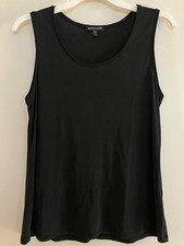 Eileen Fisher S Black Sleeveless 100 Silk Classic Tank Top shirt base layer