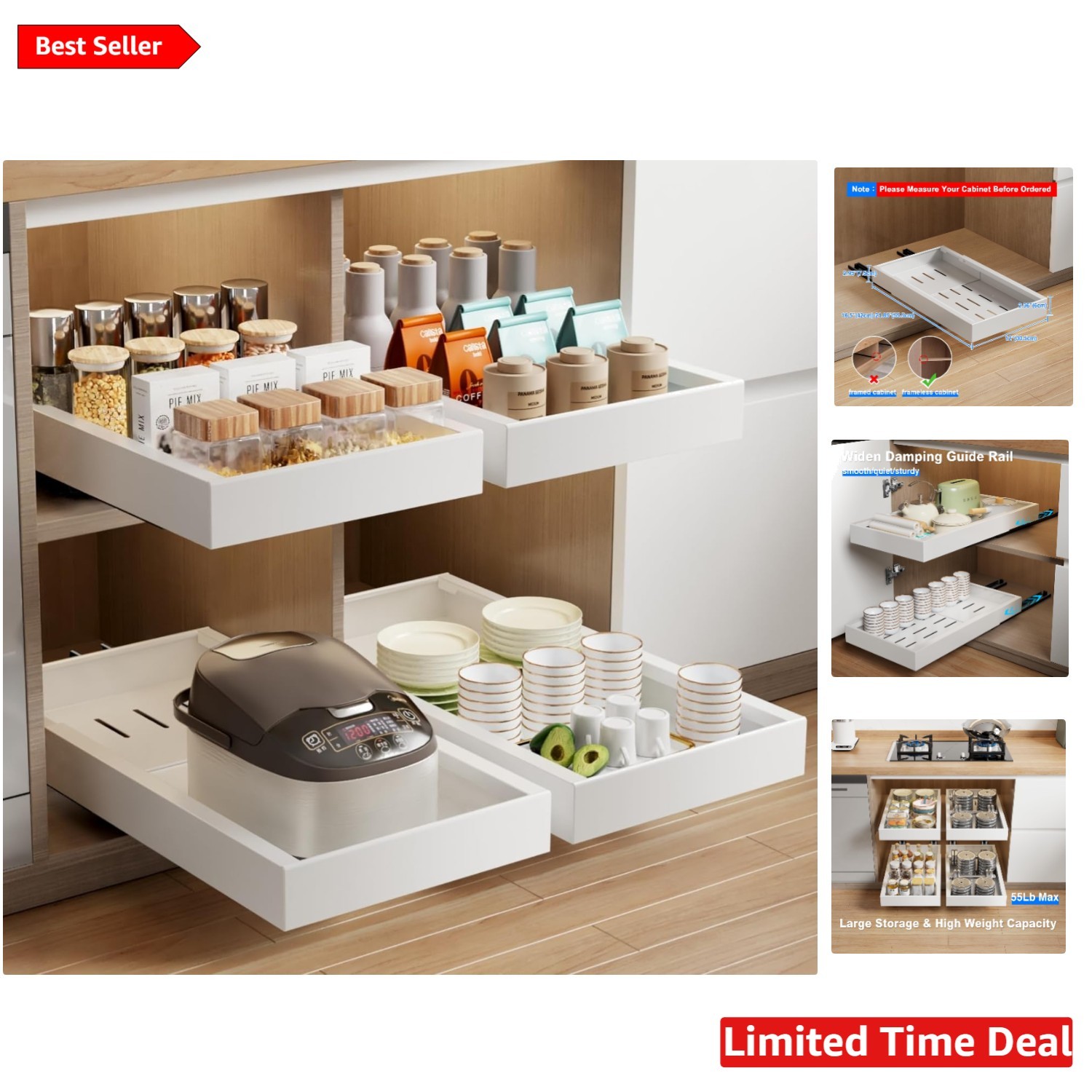 Heavy Duty 2 Pack Slide Out Drawers - 21.8"x12" for Bathroom