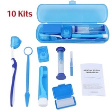 Dental Orthodontic Wax Mirror Interdental Brush Mirror Toothbrush Floss Set x10