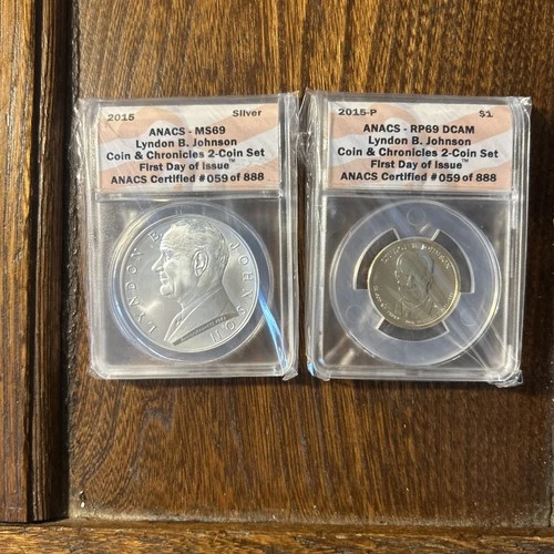 Lyndon B. Johnson Coin and Chronicles Presidential Dollar Set $1 NGC   PF69