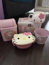 Vintage 1990  s Hello Kitty Trinket Tins / Box Lot Sanrio Pink with Handle Japan