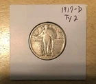1917-D STANDING LIBERTY SILVER QUARTER TYPE 2 VF 25c SET BREAK nice coin