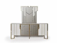 Luxus Sideboard Mit Spiegel Anrichte Kommode Schrank Holz Weiß Design