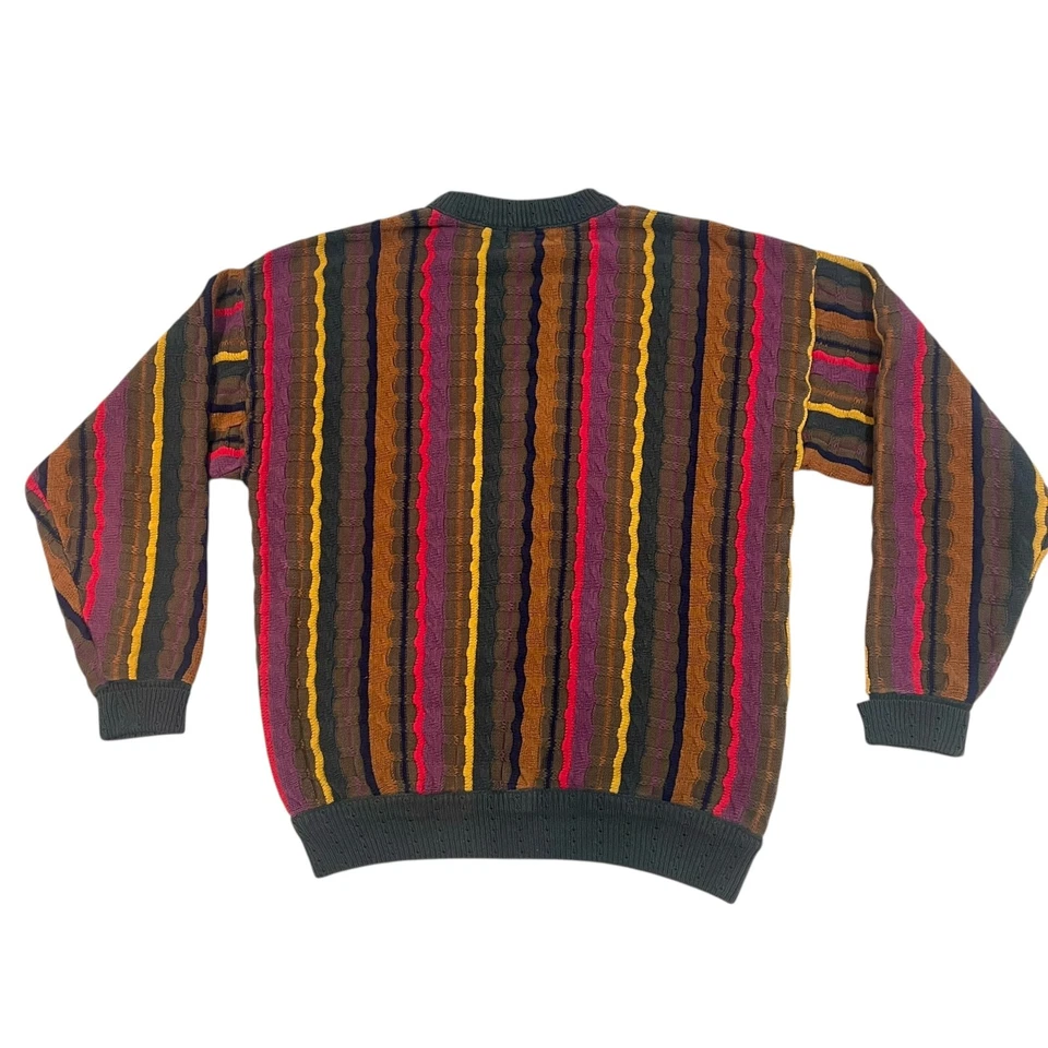 Vintage STRUCTURE Men's M large  Textured Striped  Knit Coogi style Sweater - Image 2 of 4