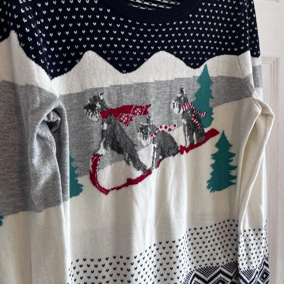 Talbots винтажный разноцветный зимняя собака длинным рукавом Рождественский праздничный свитер - Изображение 2 из 4