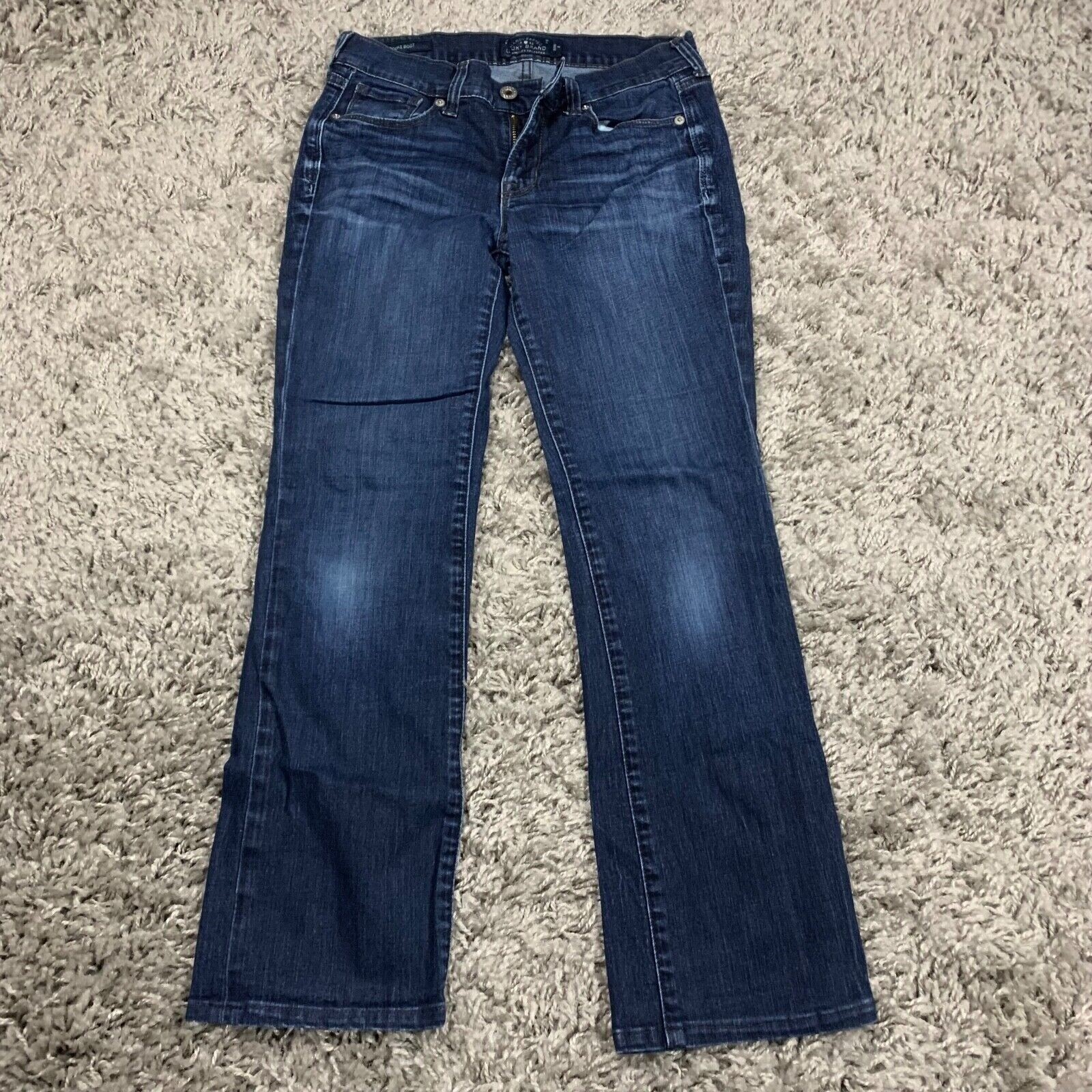 Lucky Brand Womens Brooke Boot Dark Wash Denim Jeans Size 2 26 Stretch Bohemian