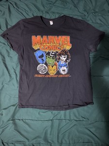 Marvel Men's XL Black Graphic Print Cotton Crew Neck Short Sleeve Comics Tee