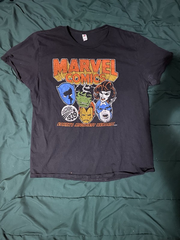 Marvel Men's XL Black Graphic Print Cotton Crew Neck Short Sleeve Comics Tee