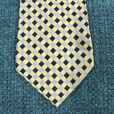 Vintage Men's Tie Classic Style FOGGIA Made In Italy 100 Silk Gold Navy Blue
