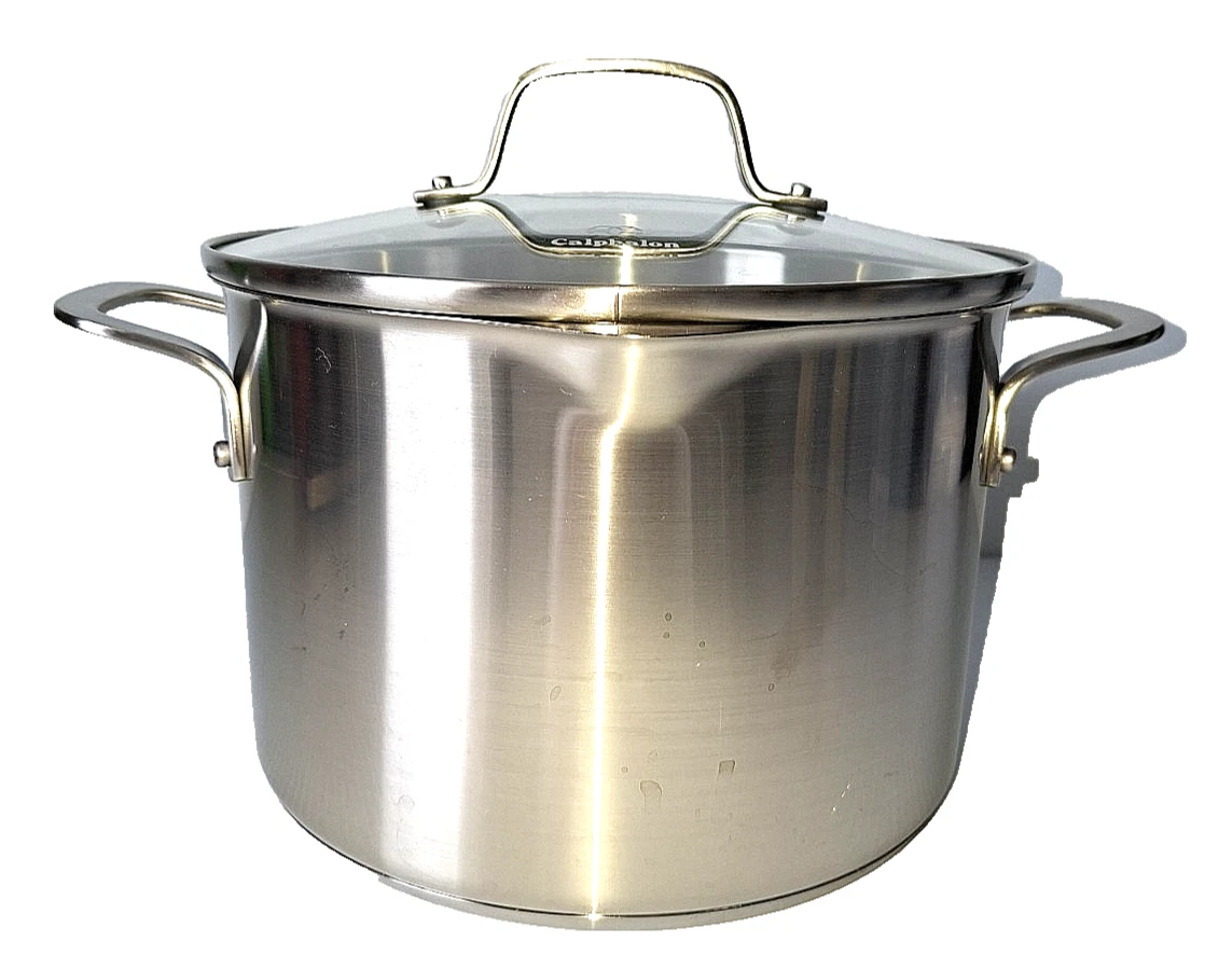 Calphalon 6-Qt Tri-Ply Stainless Steel Stockpot w Glass Lid 806 Soup Pasta Pot