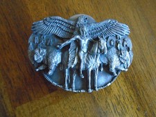 1988 SISKIYOU NATIVE AMERICAN INDIAN SOARING EAGLE BUFFALO BELT BUCKLE