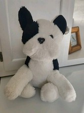 Walmart White Black Puppy Dog Plush Heart Shaped Nose 14"
