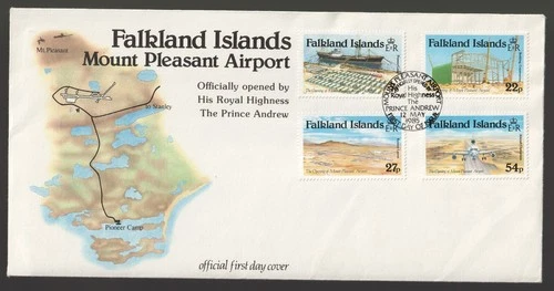 1985 Falkland Islands Mount Pleasant Airport FDC. First day cover. SG 501-504
