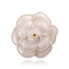 Pearl Camellia Flower Brooch Pin for Women Girls Wedding Bouquest Party Lapel Ja