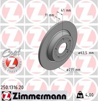 2X Zimmermann Bremsscheibe Coat Z 250.1316.20 FüR Ford Focus HN 4 Ecoboost
