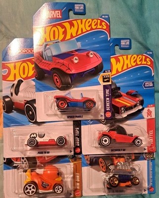  New 2026 Hot Wheels (Lot of 5) Spider-Man/Duck N' Roll/Pass-n-go+More 