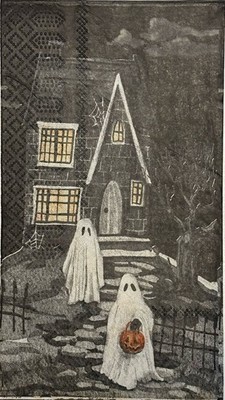 two Individual paper dinner Decoupage napkin Halloween Ghost Trick Or Treat Fall