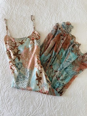 Rene Derhy Turquoise Pink Mermaid Dress & Bolero Set M