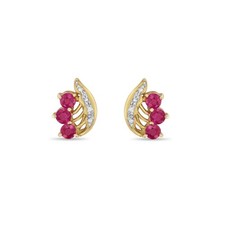 1Ct Round Cut Lab Created Red Ruby Women's Stud Earrings 14K Yellow Gold Plated