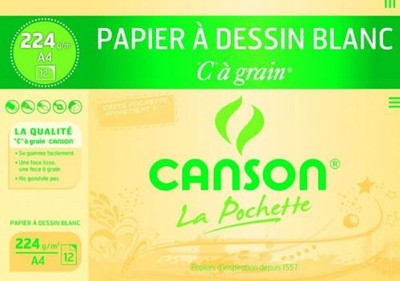 CANSON Zeichenpapier ''C'' à Grain DIN A4 224 g/qm 12 Blatt