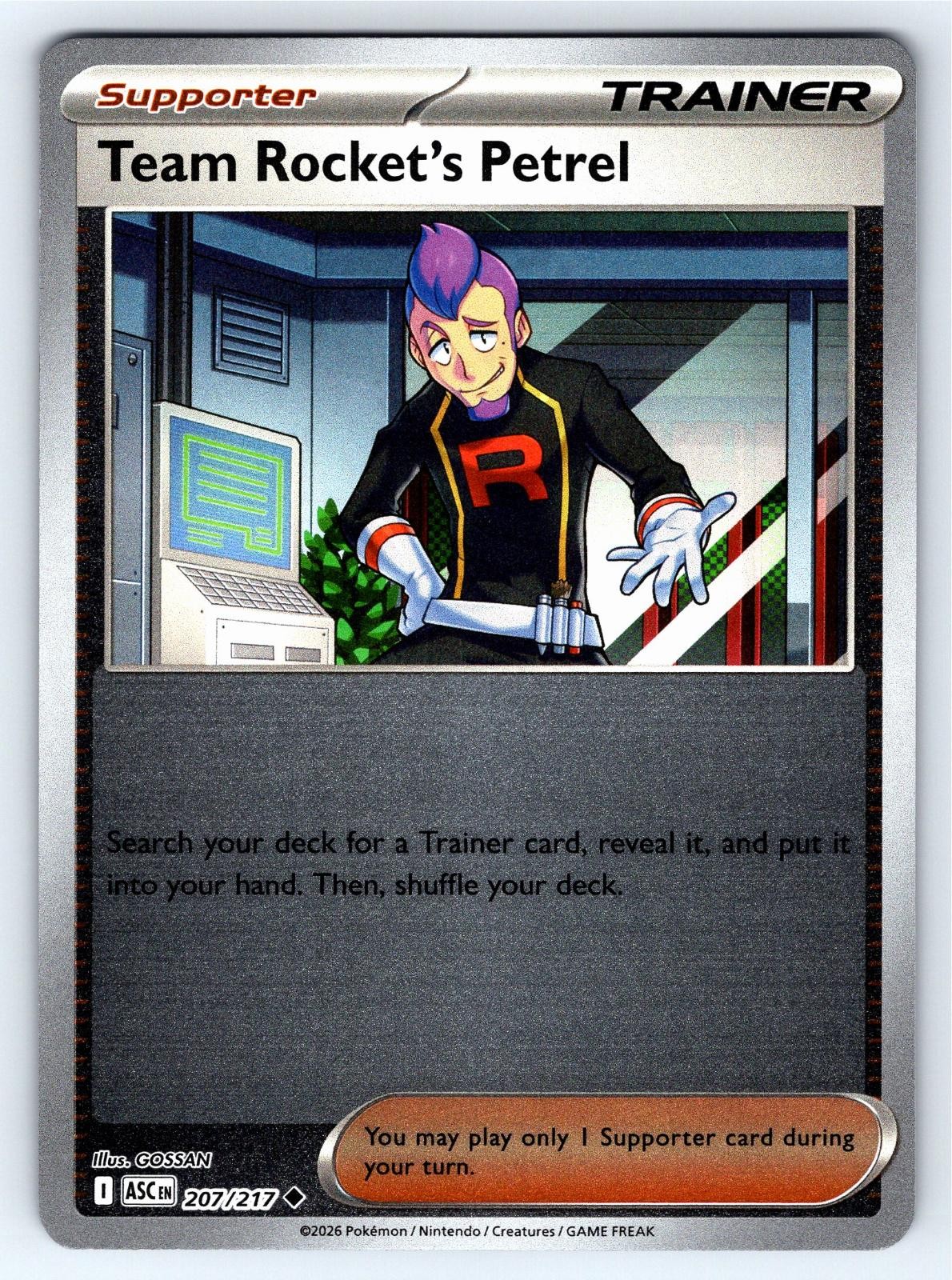 Team Rocket's Petrel 207/217 Uncommon Ascended Heroes Pokemon Reverse Holo NM
