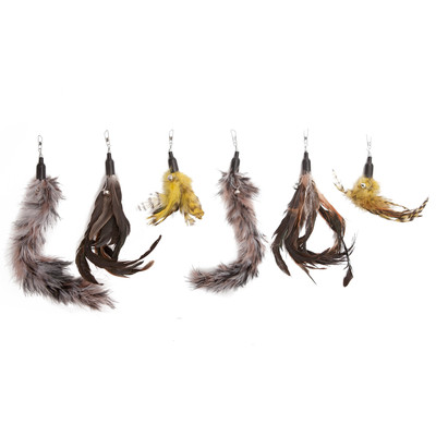 Interactive Cat Toy Feather Refills Six Pack Easy Clip Compatible Wands