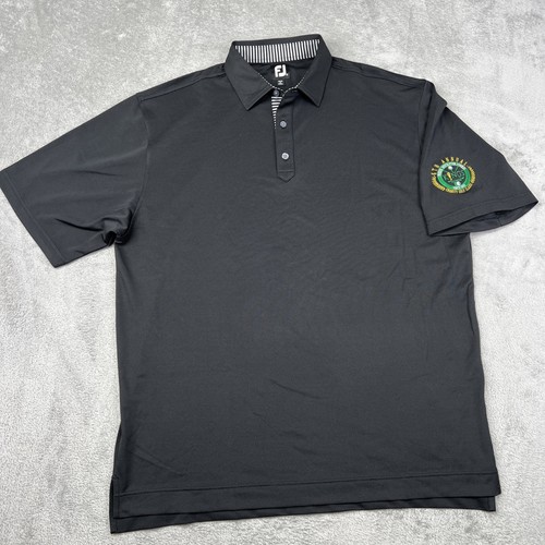 Footjoy Golf Polo Camicia Uomo Taglia XL Nera Maniche Corte Performance Rugby
