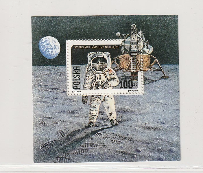 POLOGNE BLOC NEUF HOMME SUR LA LUNE 1989 ETAT EXCELLENT - Photo 1/1