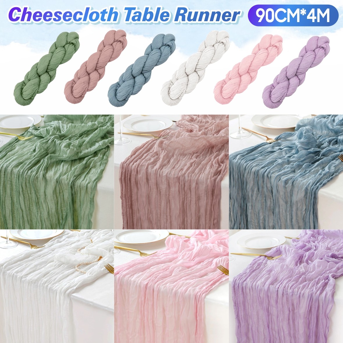 Cheesecloth Table Runner For Wedding Event Party Boho Rustic Theme Decor