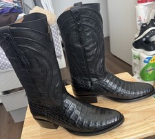 Men  s Rujo Arturo 9.5D - Midnight Black Caiman Boots NEW WITH BOX 
