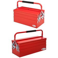 DURHAND Cassetta Porta Attrezzi in Metallo Pieghevole, 3 Ripiani 5 Vassoi