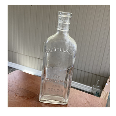 Creomulsion Bremulsion Clear Glass Medicine Bottle for Coughs and Colds Vintage