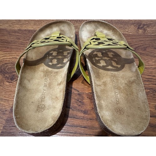 Sandales Tory Burch Miller Cloud cuir jaune logo string 9,5 créateur confort - Photo 11/12